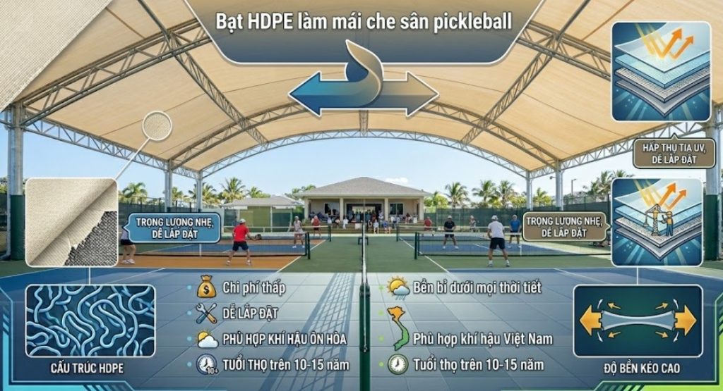 Bạt HDPE Cho Mái Che Sân Pickleball