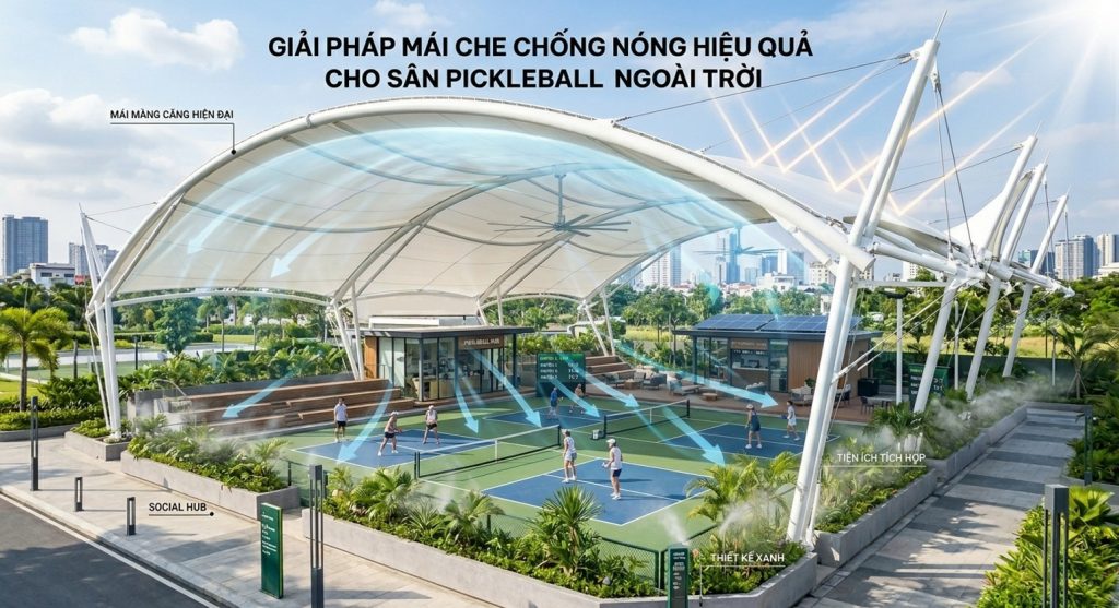 Giải Pháp Mái Che Chống Nóng Hiệu Quả Cho Sân Pickleball