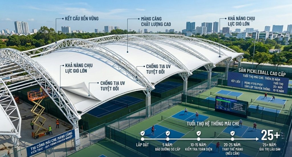 Mái Che Sân Pickleball Có Bền Không?