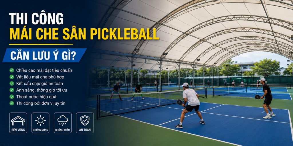 Thi Công Mái Che Sân Pickleball Cần Lưu Ý Gì?
