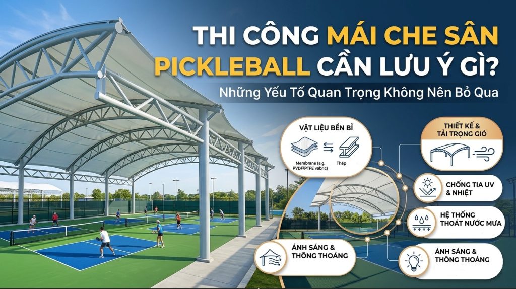Thi Công Mái Che Sân Pickleball Cần Lưu Ý Gì?