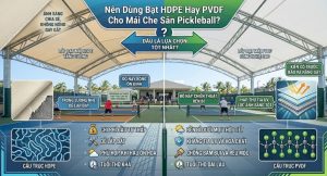 Nên Dùng Bạt HDPE Hay PVDF Cho Mái Che Sân Pickleball?